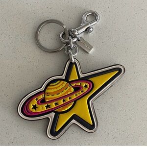 Coach Yellow and Pink Star Planet Keychain